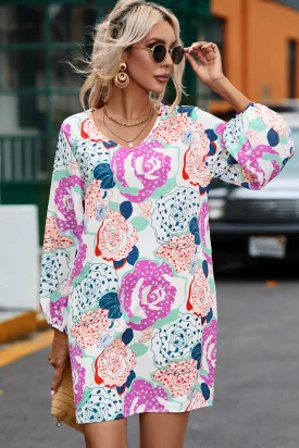 🌸 Floral V-Neck Long Sleeve Dress 🌸