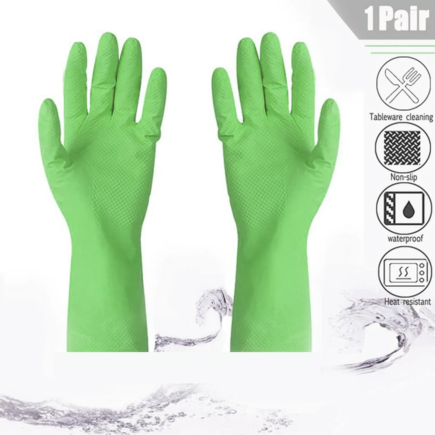 0653 Multipurpose cleaning rubber hand gloves (green) 1 PC