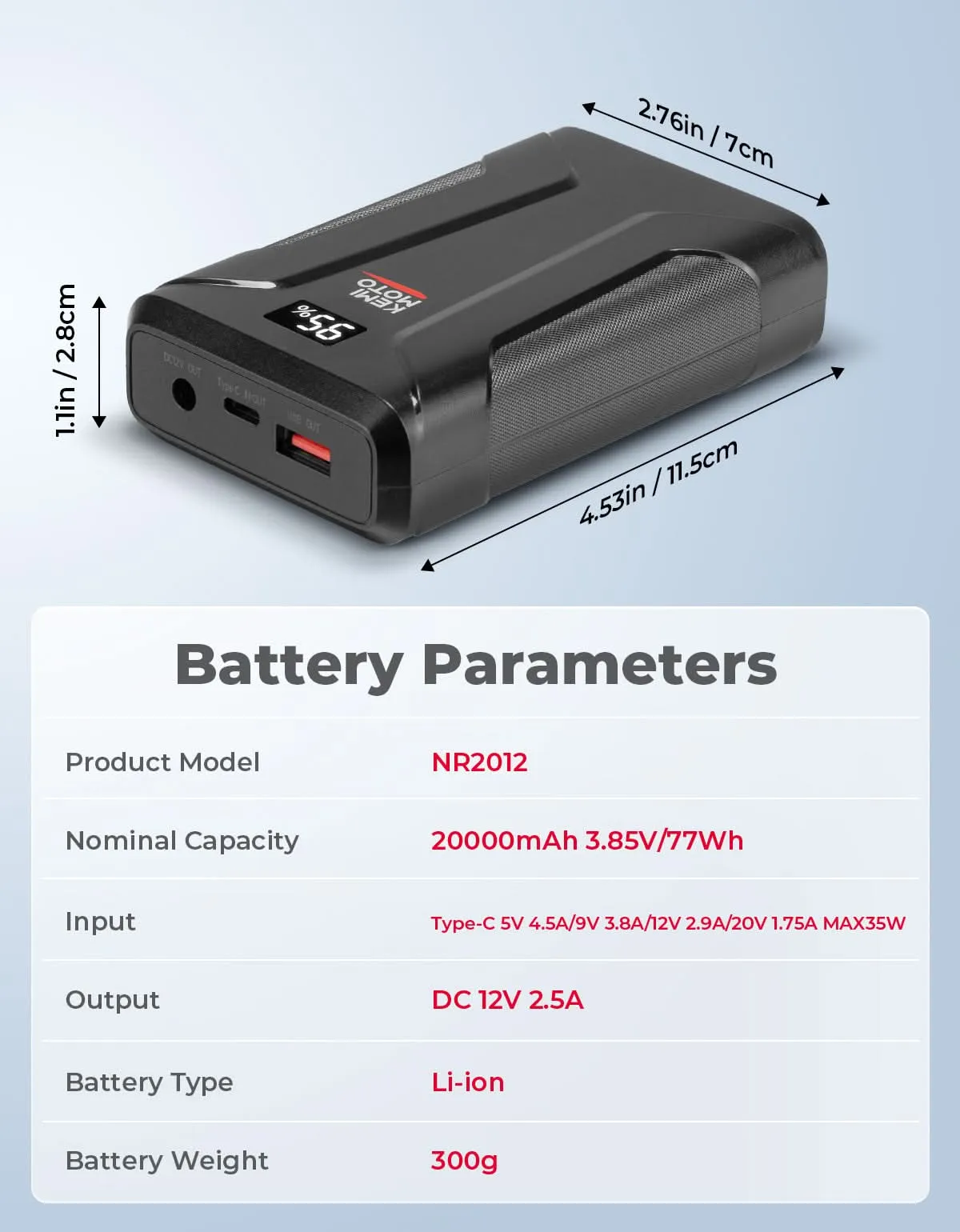 12V Rechargeable Battery for Heated Vest Heated Jackets Heated Hoodies