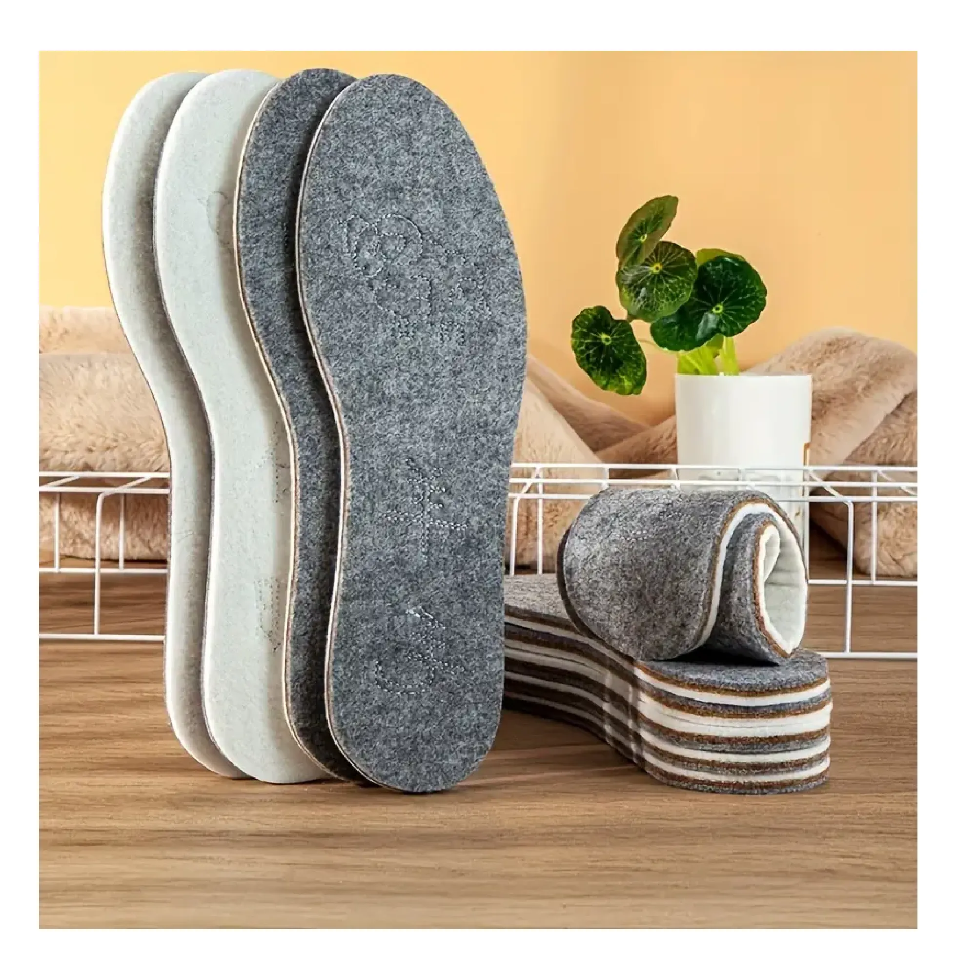 1pair Men Women Sole Summer Cool Waterproof Wool Shoe Pads, Felt Aluminum Foil Insoles, For Winter Warm Comfortable Deodorant Insert