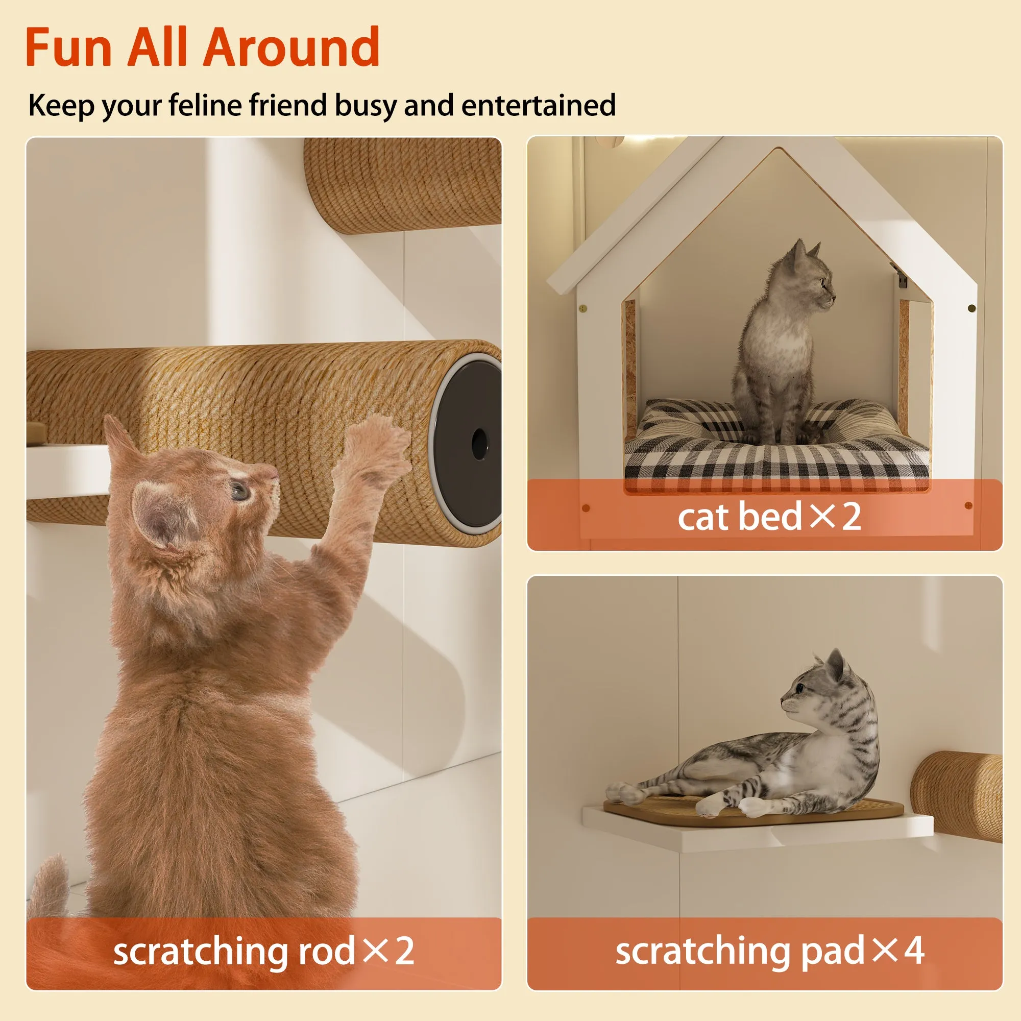 2-In-1 Litter Box Enclosure Cat Bed With Light And Scratching Pad