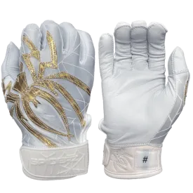 2022 Spiderz PRIZM Batting Gloves: White/Gold