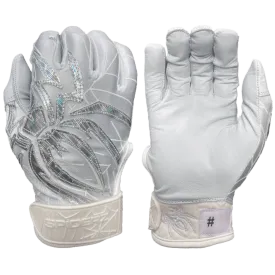 2022 Spiderz PRIZM Batting Gloves: White/Silver