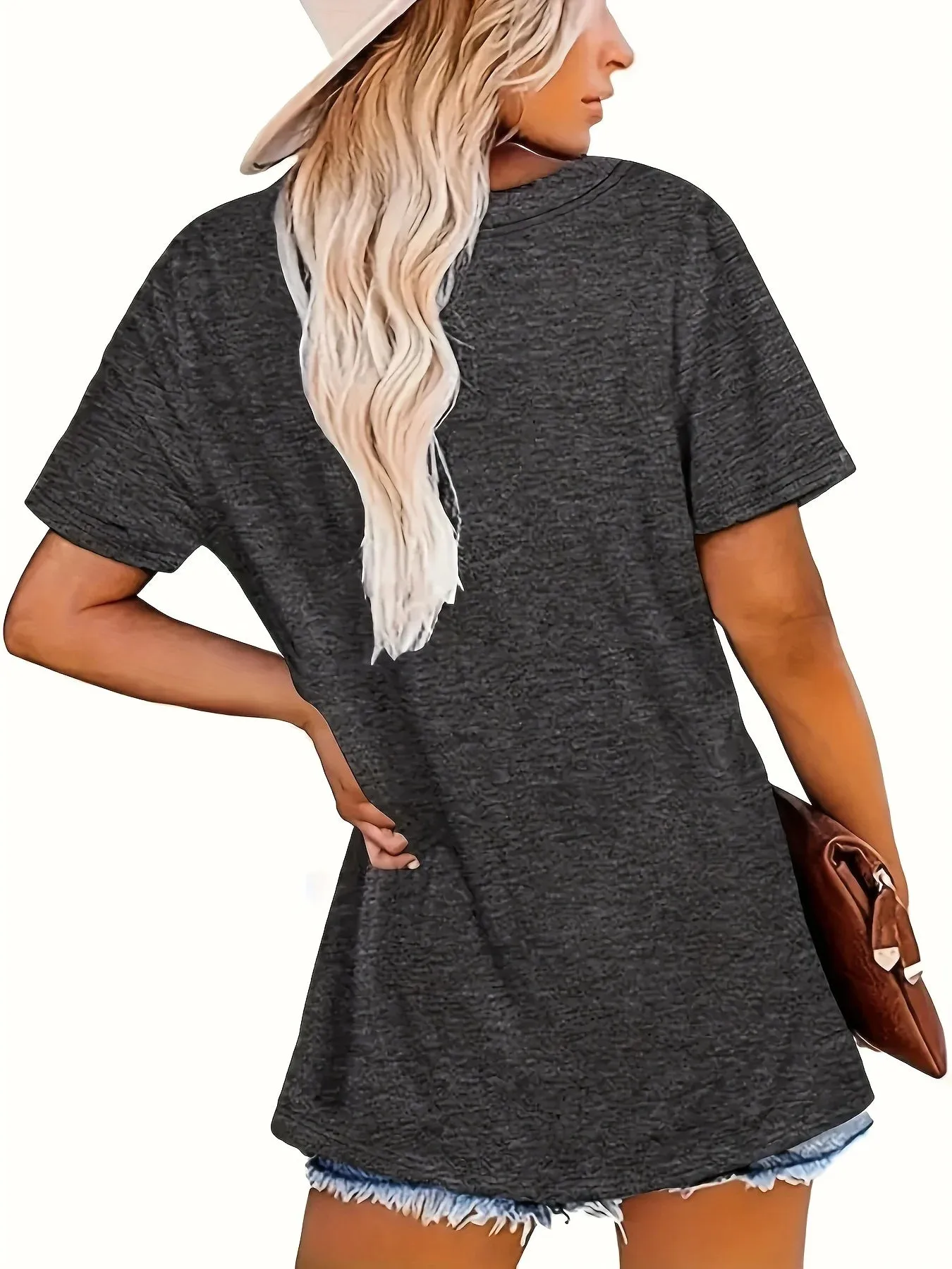 2024 New Plus Size Gray T-Shirt - Retro Versatile Summer Casual Comfortable Top