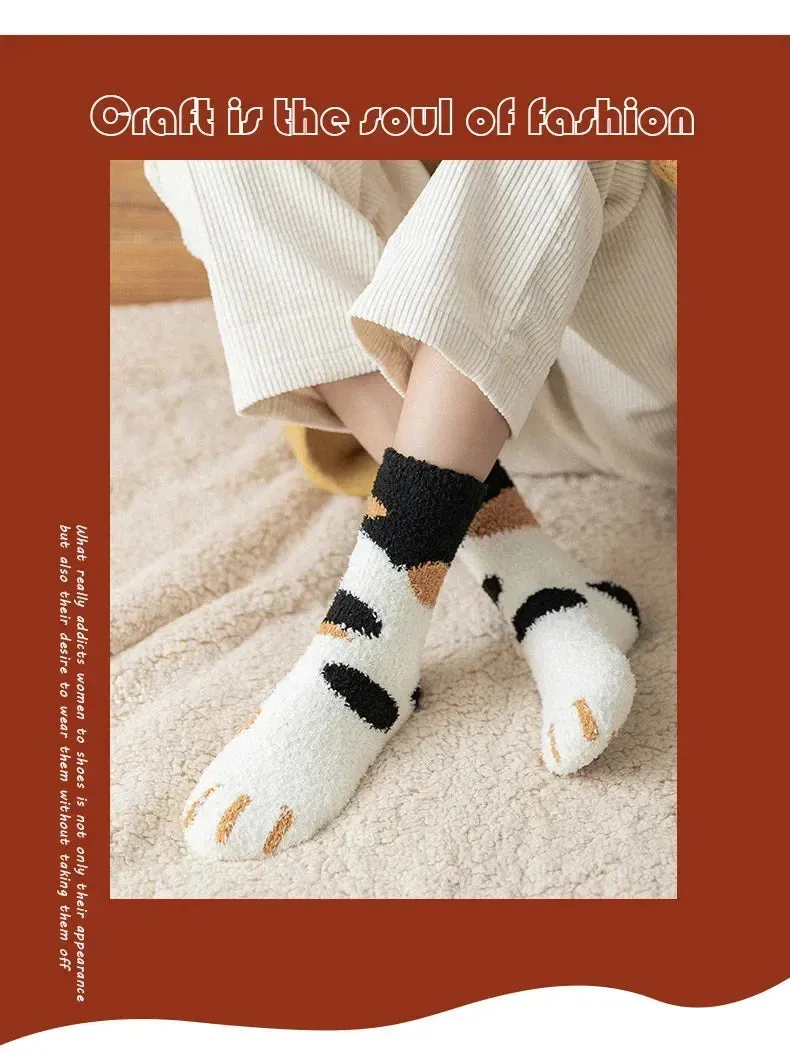 3 Pairs Women's Animal Paw Stripe Sock