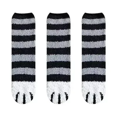 3 Pairs Women's Animal Paw Stripe Sock