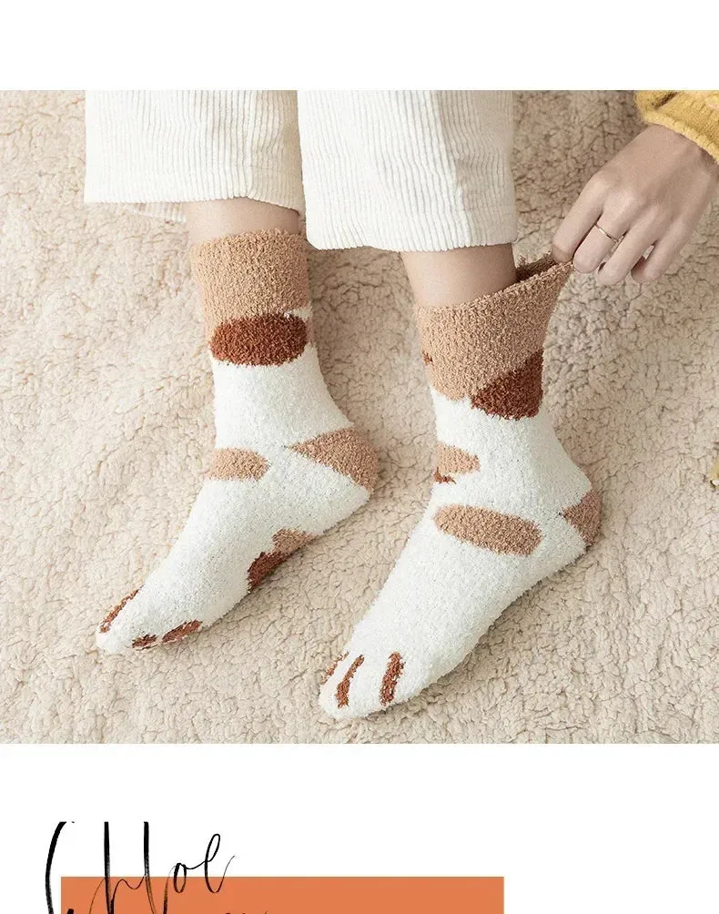 3 Pairs Women's Animal Paw Stripe Sock