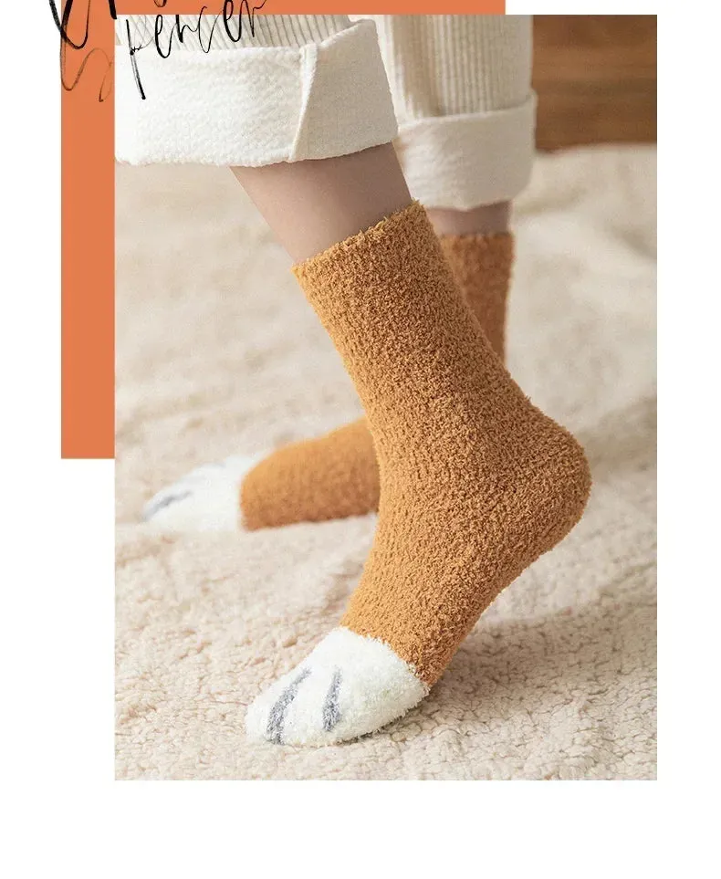 3 Pairs Women's Animal Paw Stripe Sock