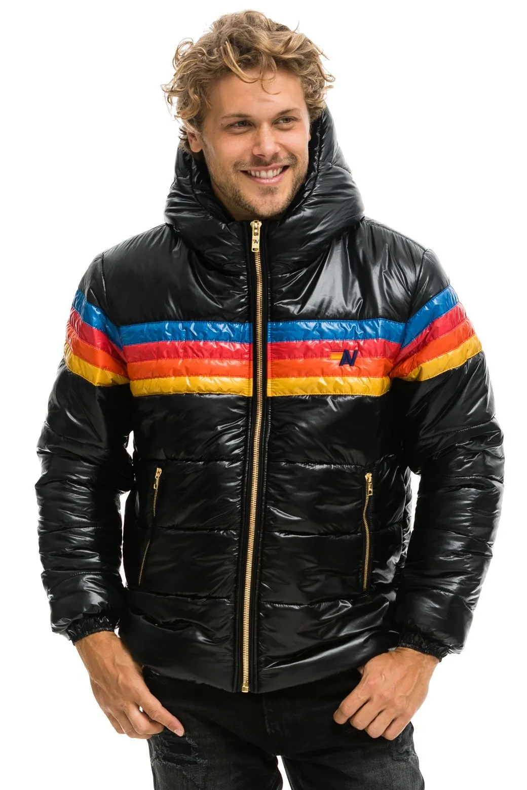 4 STRIPE LUXE TREKKER JACKET - GLOSSY BLACK