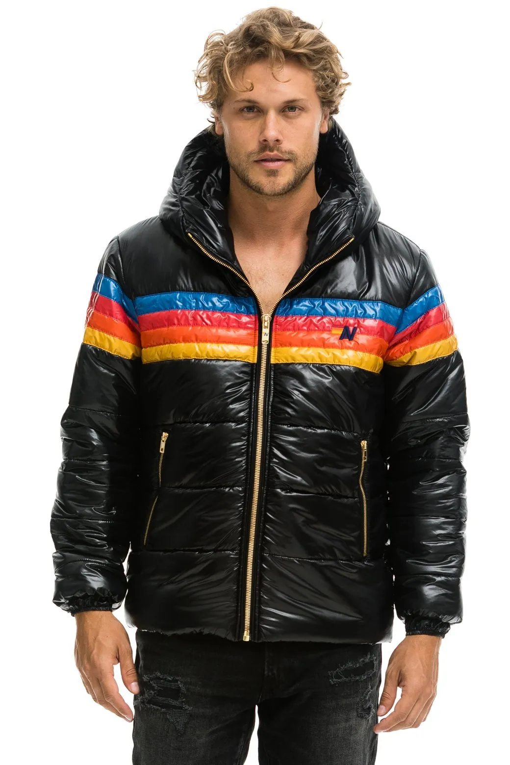 4 STRIPE LUXE TREKKER JACKET - GLOSSY BLACK