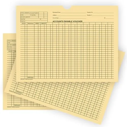 Accounts Payable Voucher Jackets - Colorful Large 12" × 9" Size, 32# Kraft Paper - Organize Invoices, Statements, Receipts - Unwrapped (500/Pack)