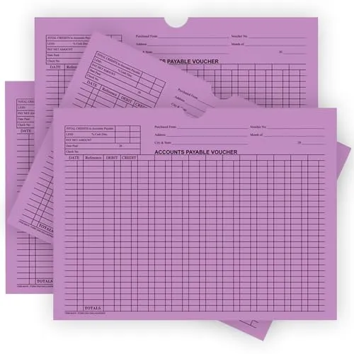 Accounts Payable Voucher Jackets - Colorful Large 12" × 9" Size, 32# Kraft Paper - Organize Invoices, Statements, Receipts - Unwrapped (500/Pack)