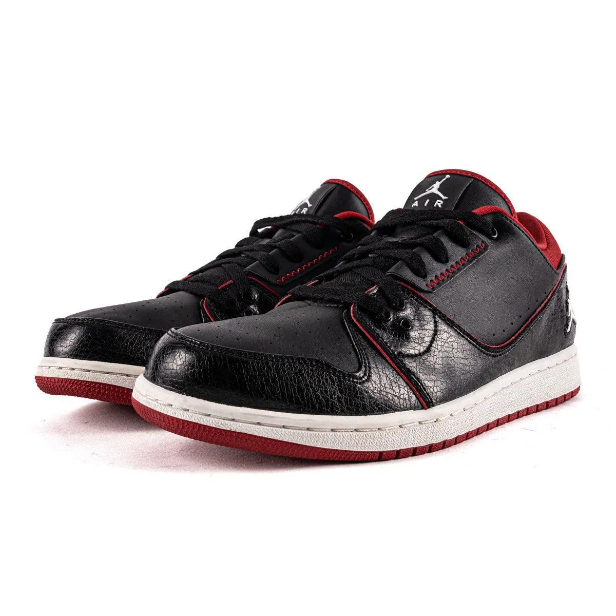 Air Jordan 1 Flight 2 Low-Top Sneakers Leather Black Colour For Men