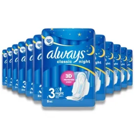 Always Classic Night,  8 Ct - 18 pack