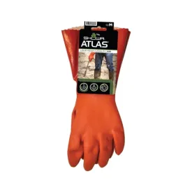 ATLAS 620M-08.RT Coated Gloves, M, 12 in L, Gauntlet Cuff, PVC Glove, Orange