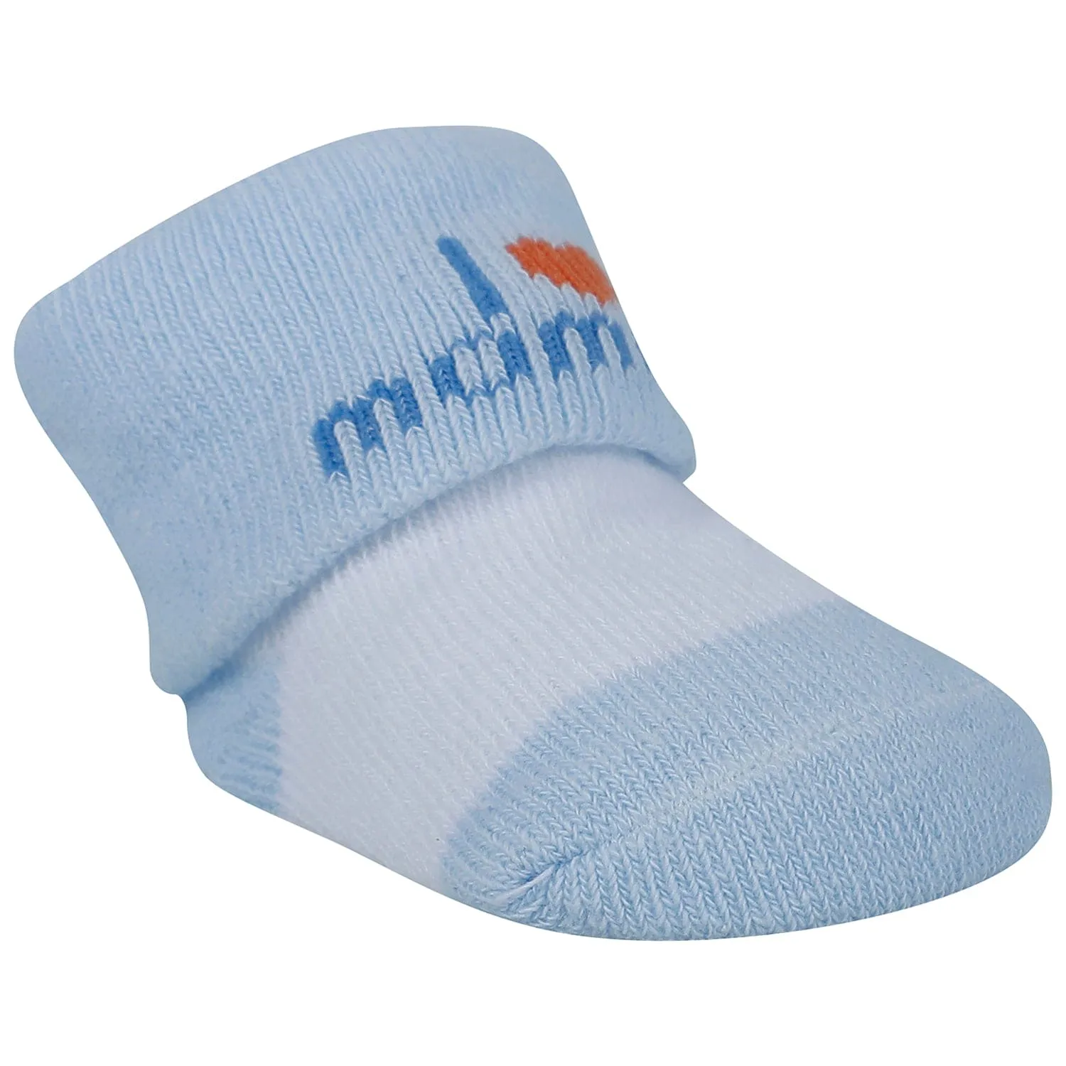 Baby Moo I Love Mommy Printed Elegent Socks Booties Pack of 2 - Blue