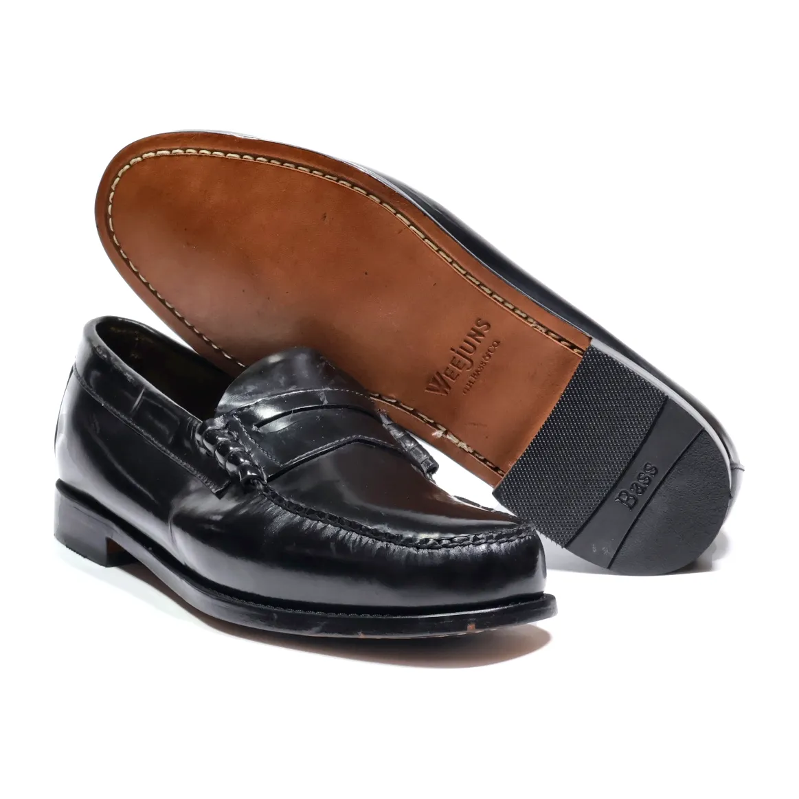 Bass Loafers Leather Black Colour For Men