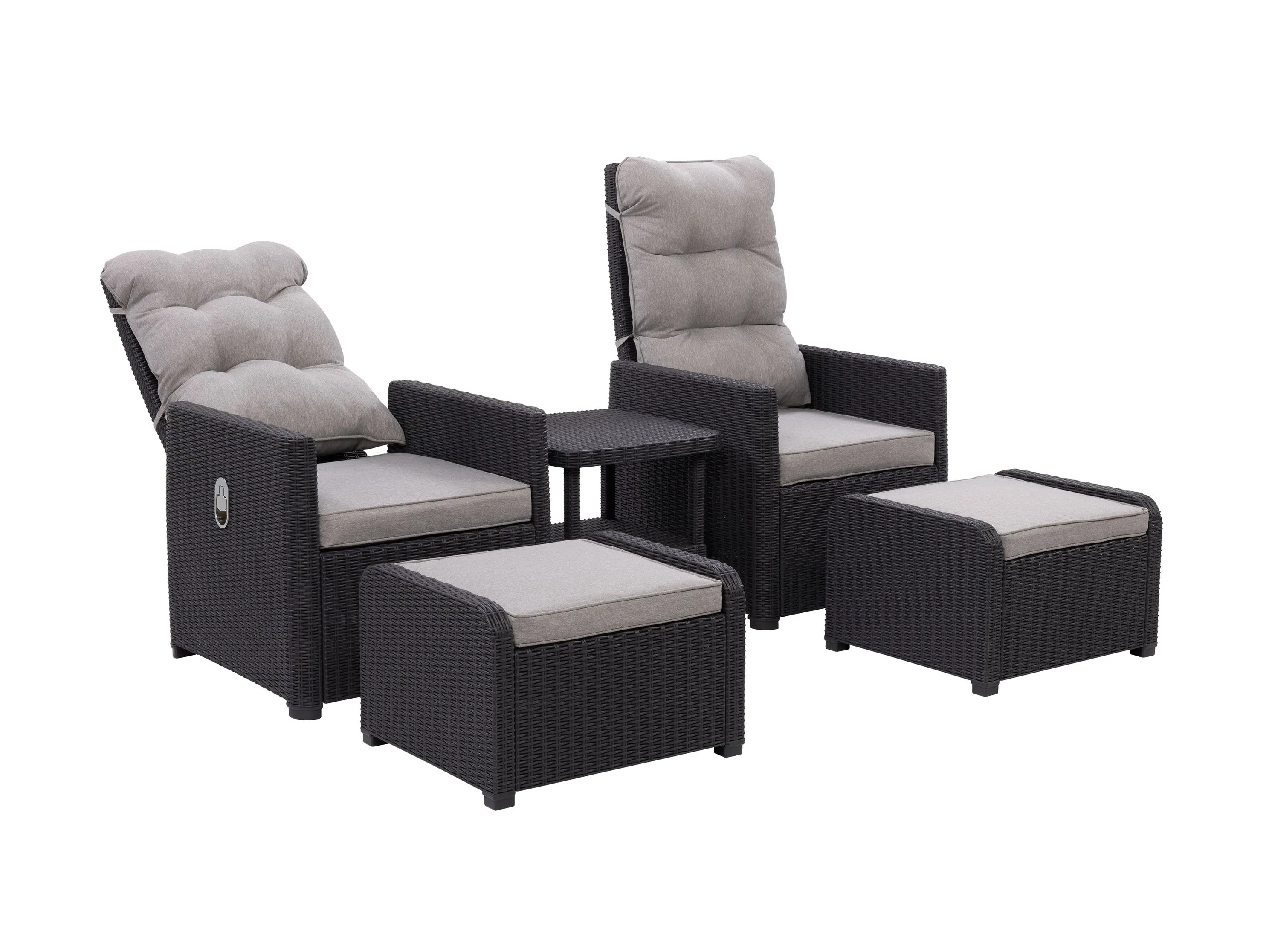 Beige Patio Recliner and Ottoman Set, 5pc