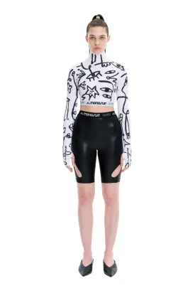 Black High-Waist Slim Fit Cut-Out Bike Women's Shorts