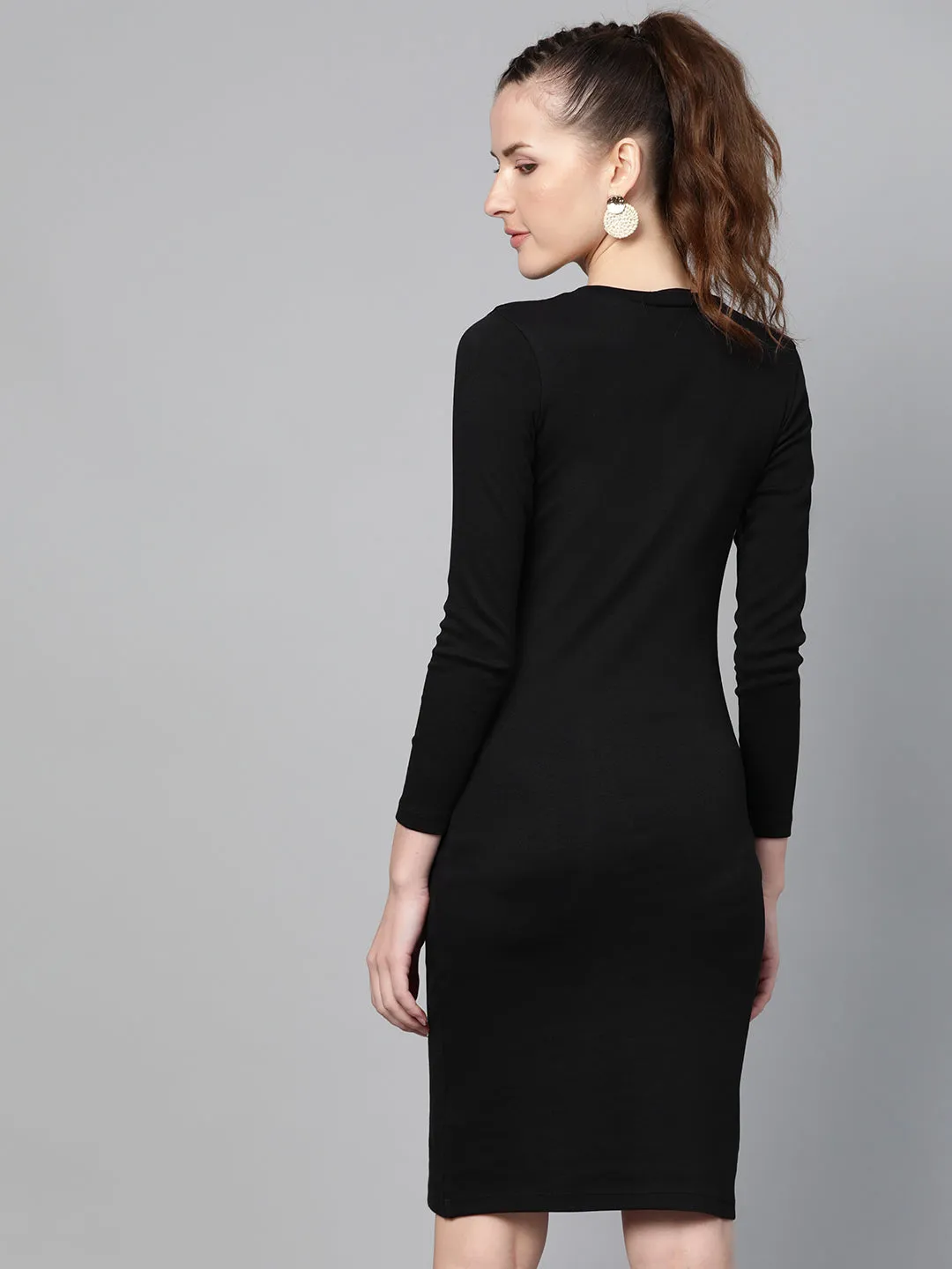 Black Rib Bodycon Dress