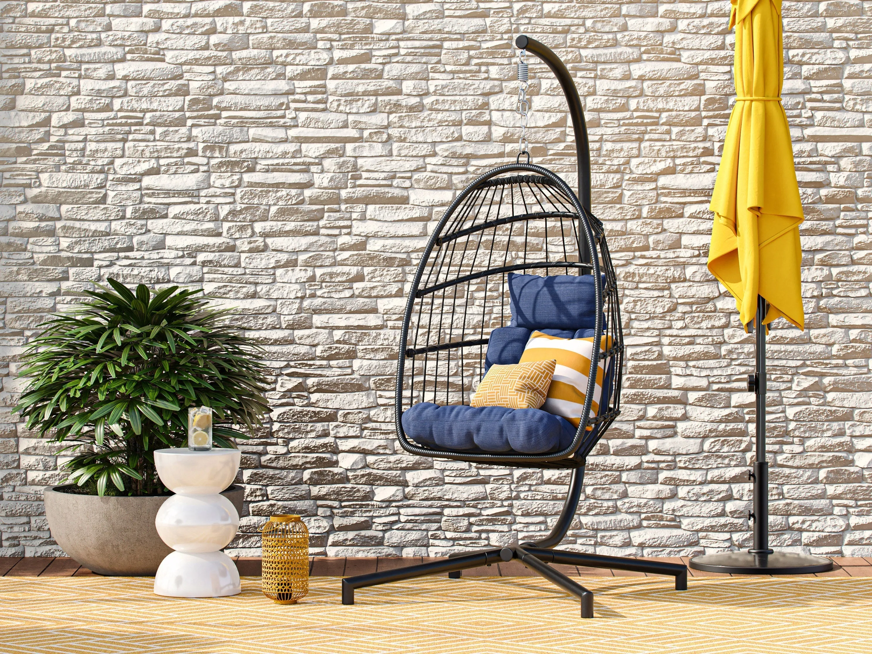 Blue Hanging Egg Chair