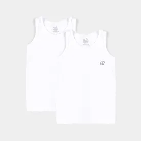 Boys Cotton Jersey Vest 2 Pcs-White