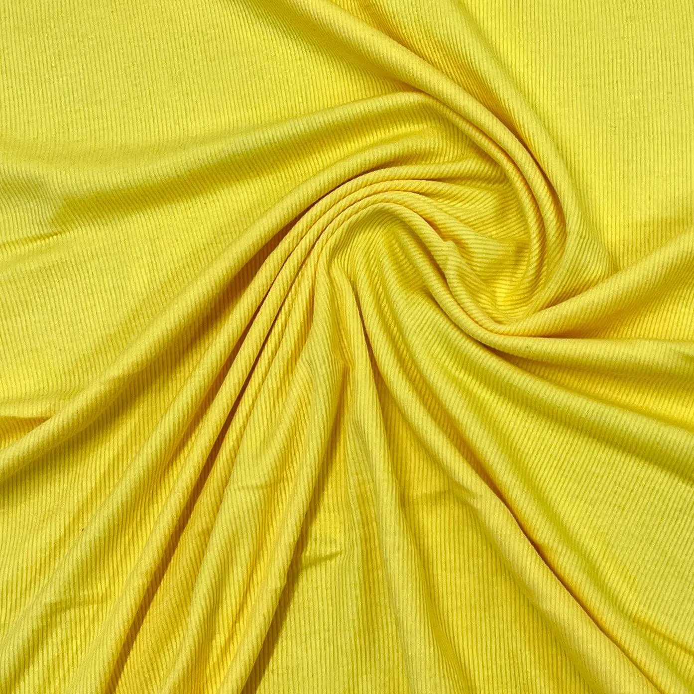 Bright Yellow Cotton Rib Knit Fabric - 2x2