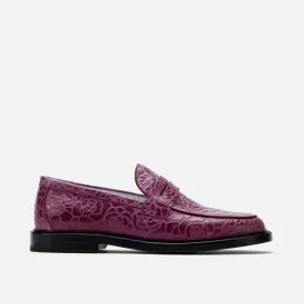 Calum Grape Floral Leather Penny Loafers