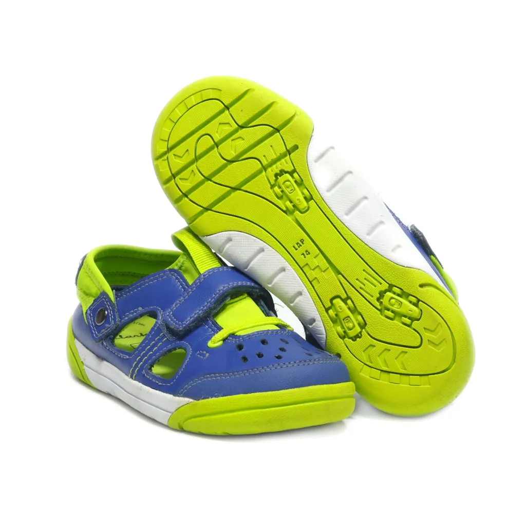 Clarks Flat Sandals Leather Blue Colour For Kids