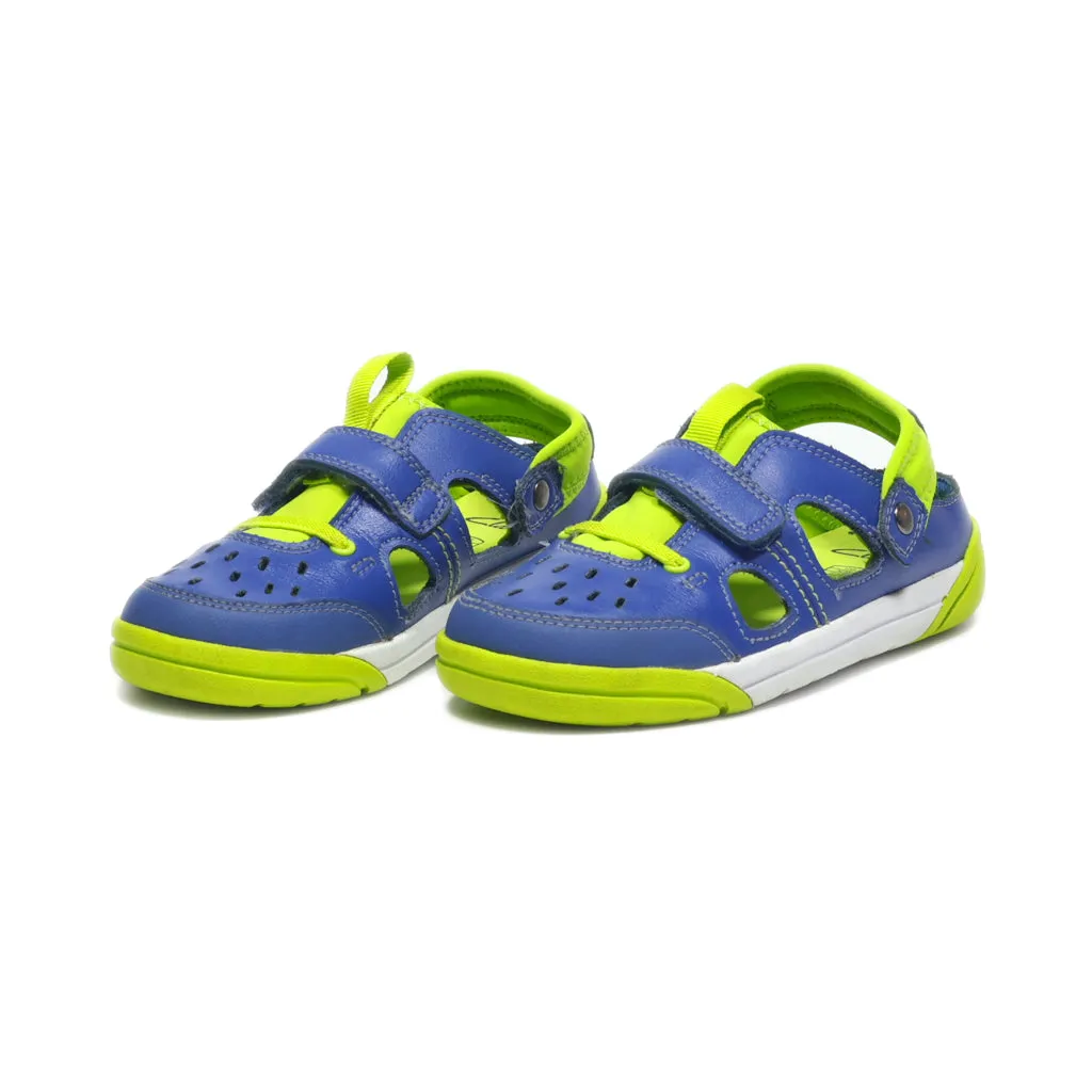 Clarks Flat Sandals Leather Blue Colour For Kids