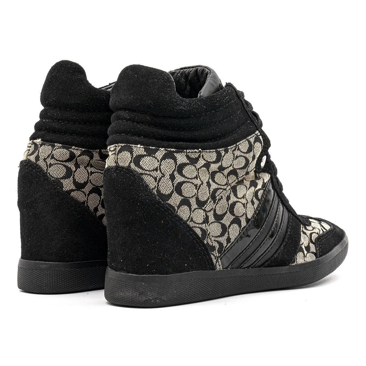 Coach Signature Alara Wedge Ankle Boots Suede Black Colour For Women