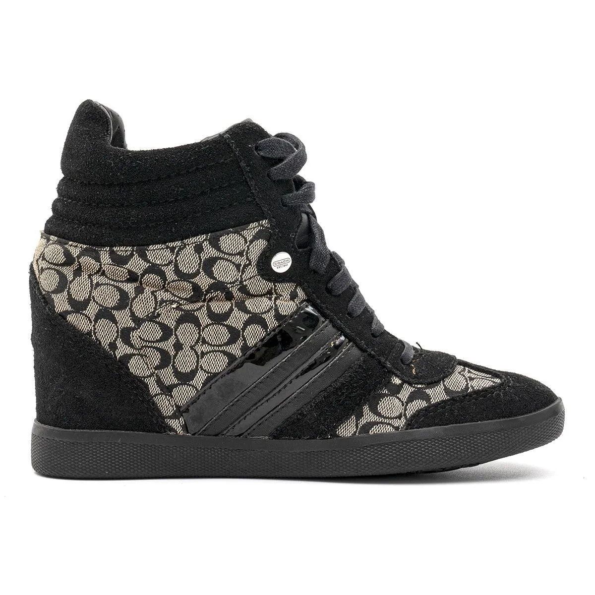 Coach Signature Alara Wedge Ankle Boots Suede Black Colour For Women