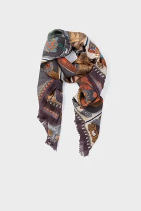 Coal Cloud The Wind Horse Large Silk Scarf