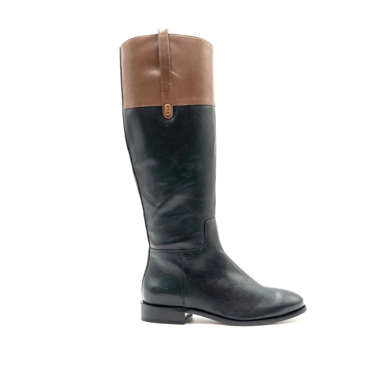 Cole Haan Equestrian Riding High Boots Leather Black Colour For Women