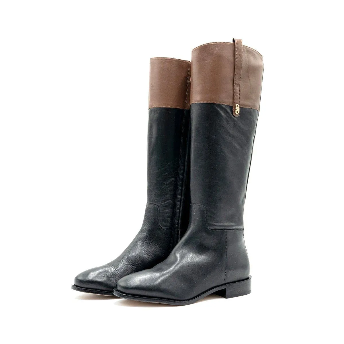 Cole Haan Equestrian Riding High Boots Leather Black Colour For Women