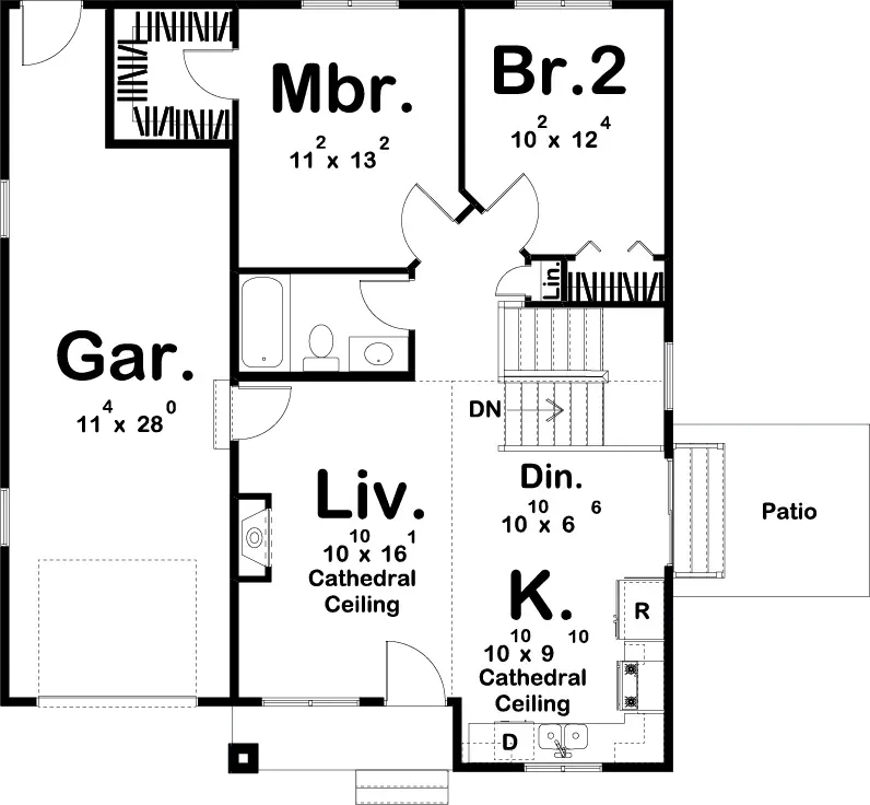 Cozy 2-Bedroom Home Plan with Efficient Design