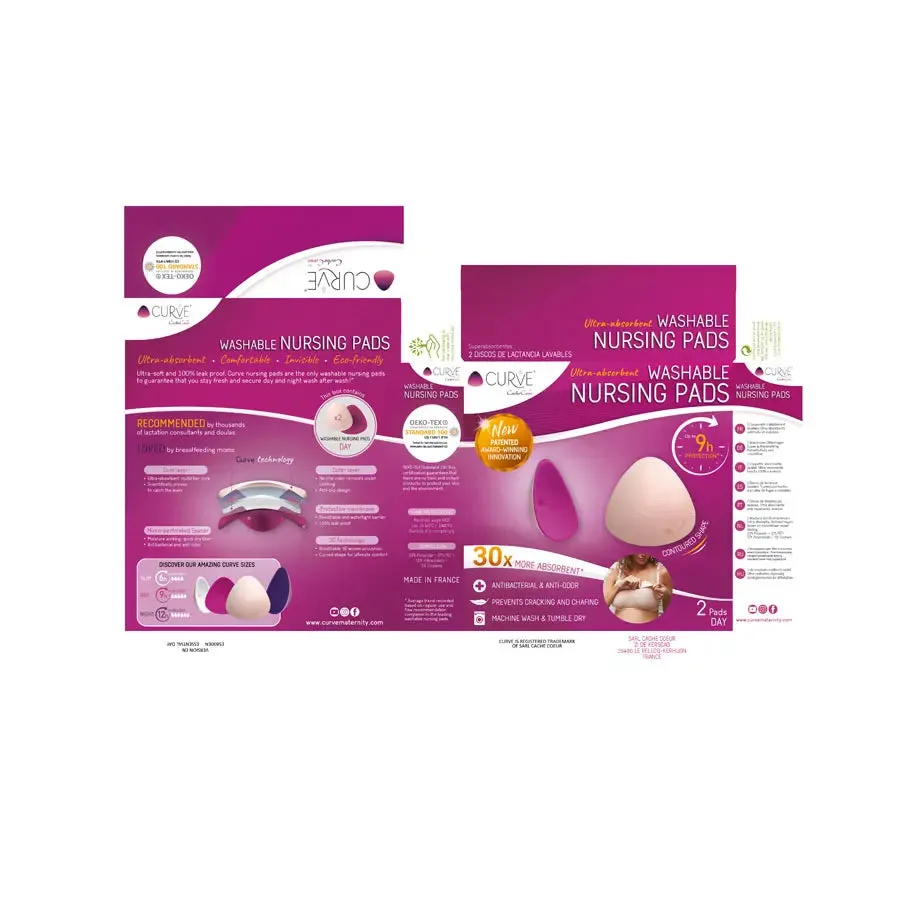 Curve Essential 2 Washable Nursing Pads Day (Fuchsia)