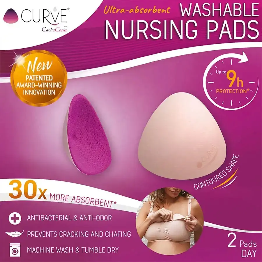 Curve Essential 2 Washable Nursing Pads Day (Fuchsia)