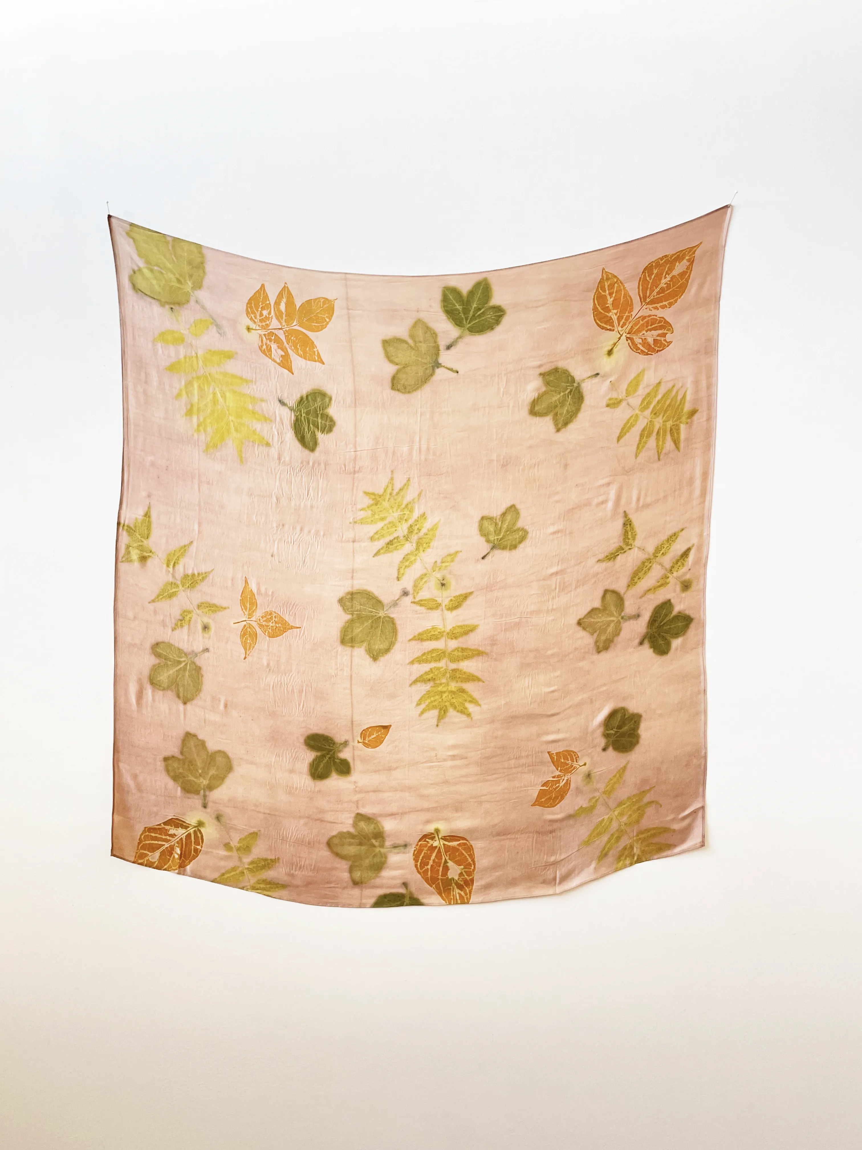 Ecoprinted Silk Scarf - Pink