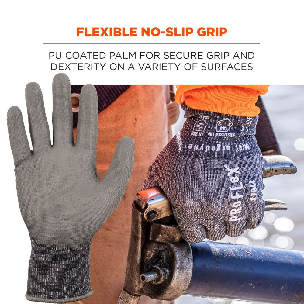 Ergodyne 10482 #7044 12-pair S Gray ANSI A4 PU Coated CR Gloves