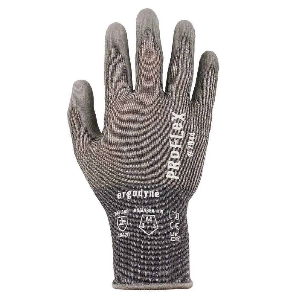 Ergodyne 10482 #7044 12-pair S Gray ANSI A4 PU Coated CR Gloves