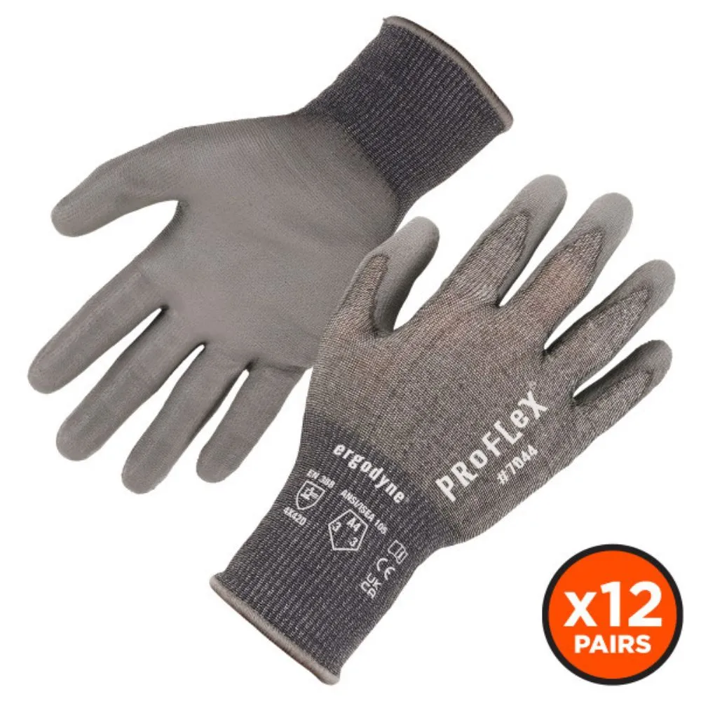 Ergodyne 10485 #7044 12-pair XL Gray ANSI A4 PU Coated CR Gloves