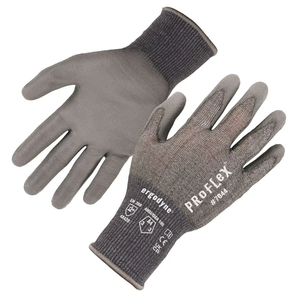 Ergodyne 10493 #7044 1-pair M Gray ANSI A4 PU Coated CR Gloves