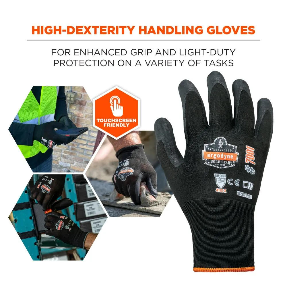 Ergodyne 17851 #7001 144-pair XS Black Nitrile Coated Gloves