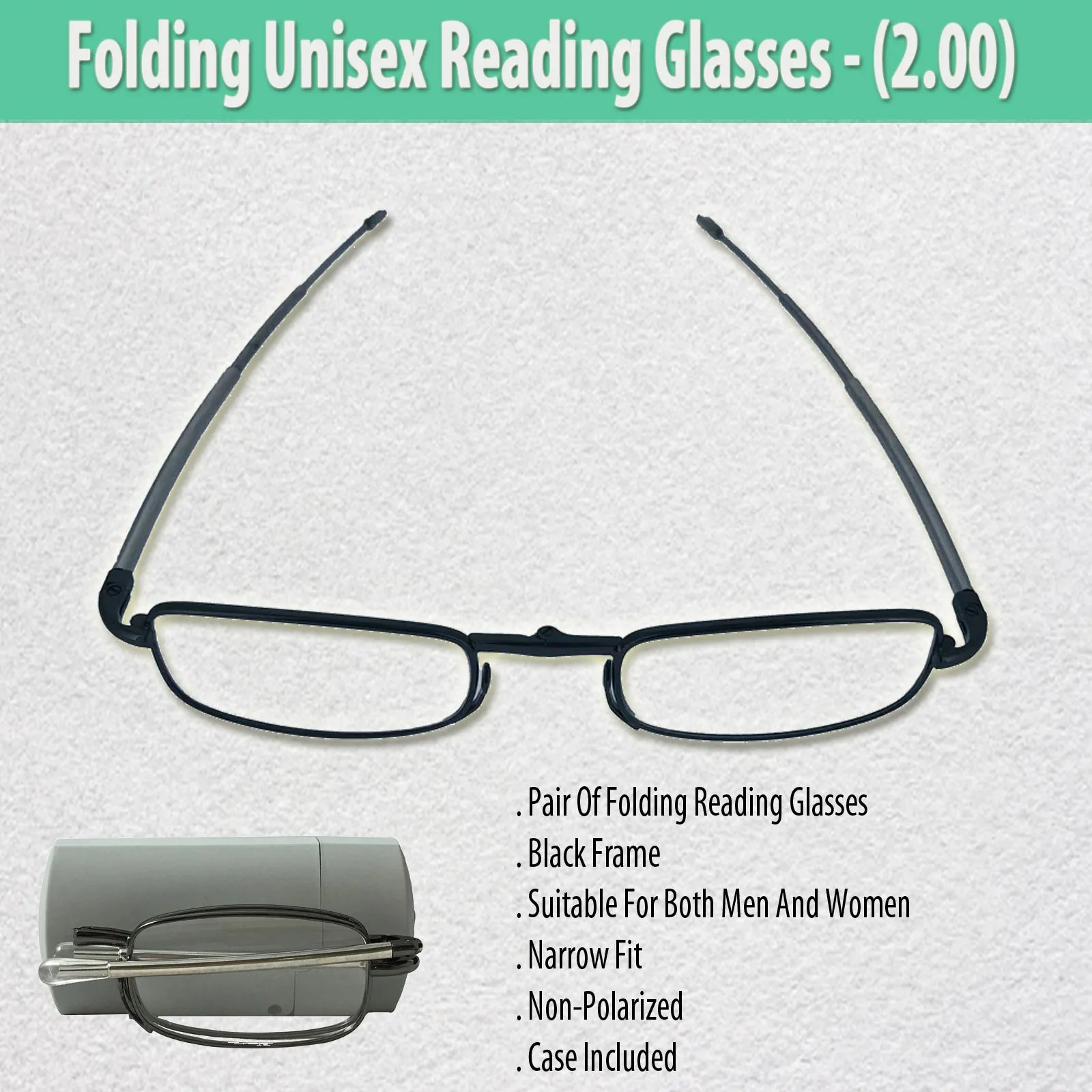 Folding Unisex Reading Glasses (2.00)