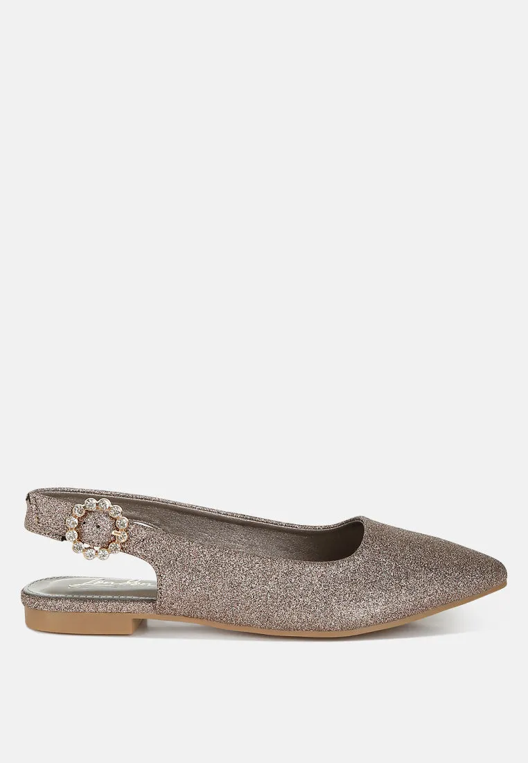 Giora Glitter Slingback Flat Sandals