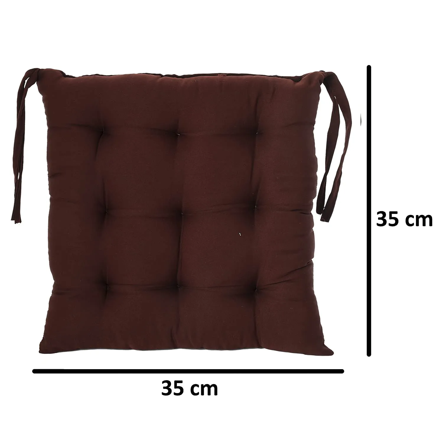 Heart Home Microfiber 18 * 36 Inch Back and Seat CHair Cushion & 18 * 18 Inch Square Cushion for Rocking CHair, Desk cHair, Dining cHairs, Lounge cHair with Ties- Set of 2 (Brown)