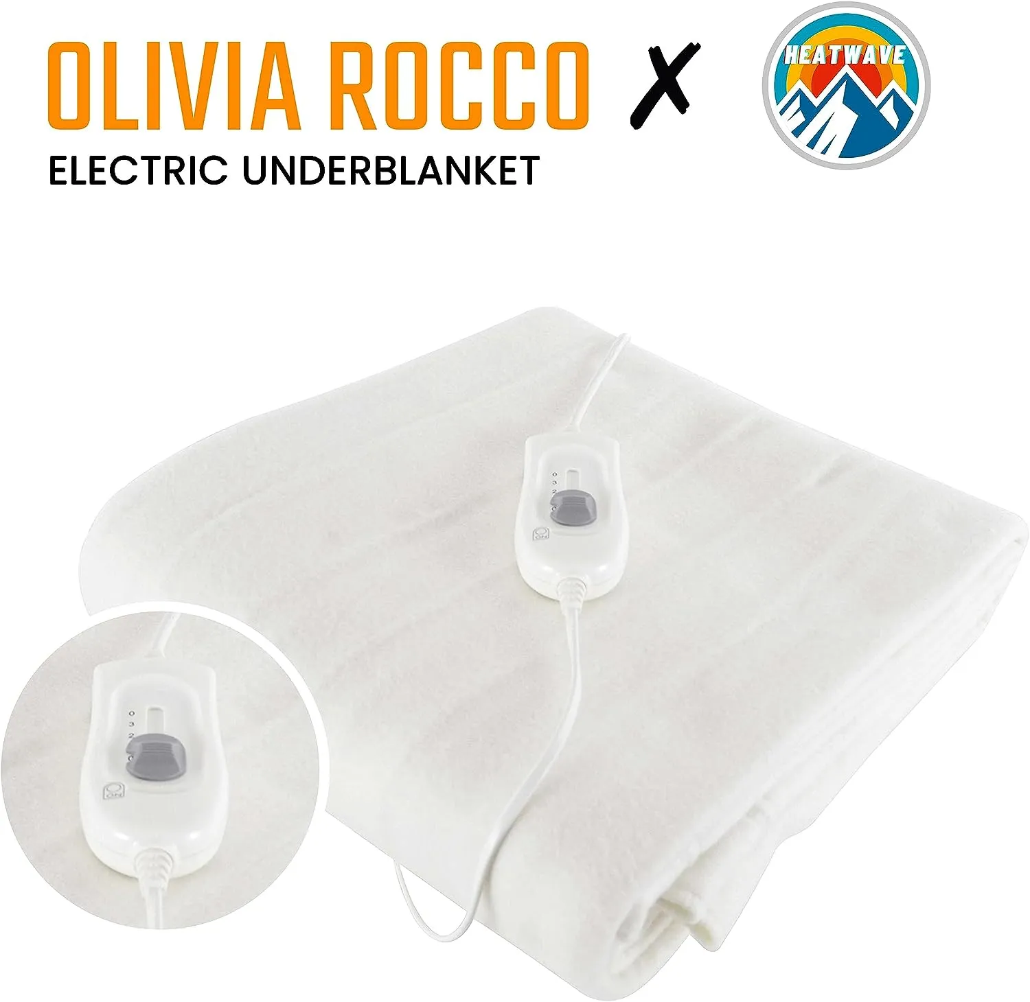 Heated Electric Blanket with 3 Heat Settings Overheat Protection Fast Heat-Up in Single Double King Sizes Perfect for Winter by OLIVIA ROCCO