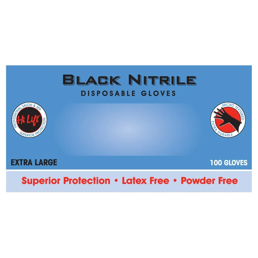 Hi Lift Black Nitrile Disposable Black Gloves