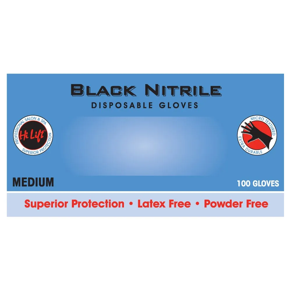 Hi Lift Black Nitrile Disposable Black Gloves